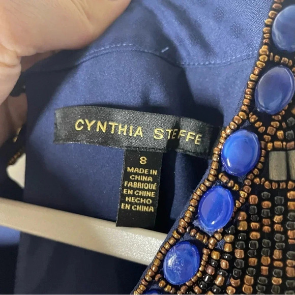 Cynthia Steffe Bead Embellished Neckline Tiered Dress Size 8 - Picture 2 of 9